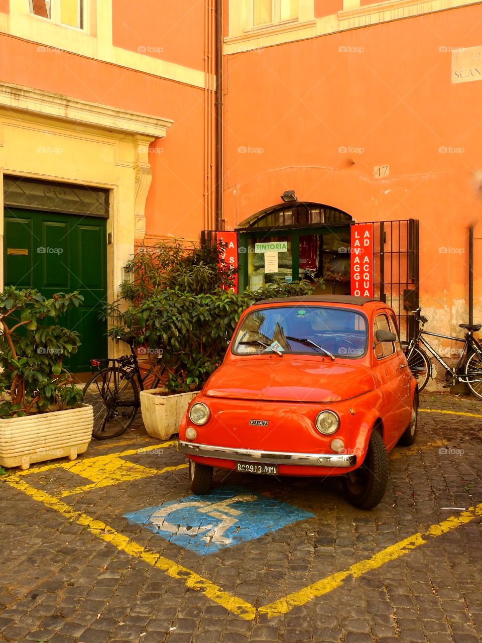 A little orange Fiat