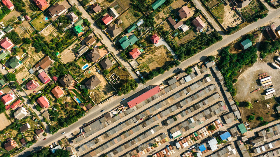 Rich and poor on different sides of the road. Vinnytsya, Ukraine 