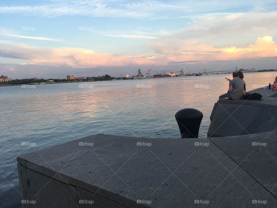 Sunset on the dock in Philadelphia 