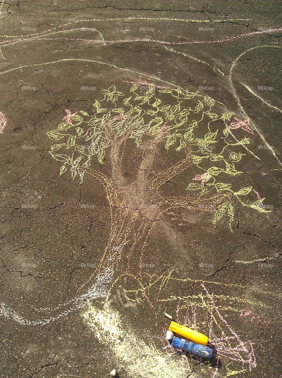 Sidewalk chalk tree