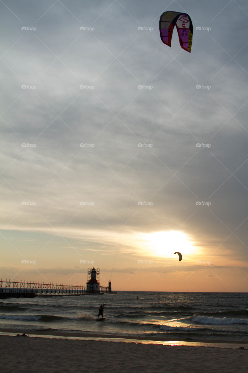lake Michigan kite boarding. fun on lake michigan