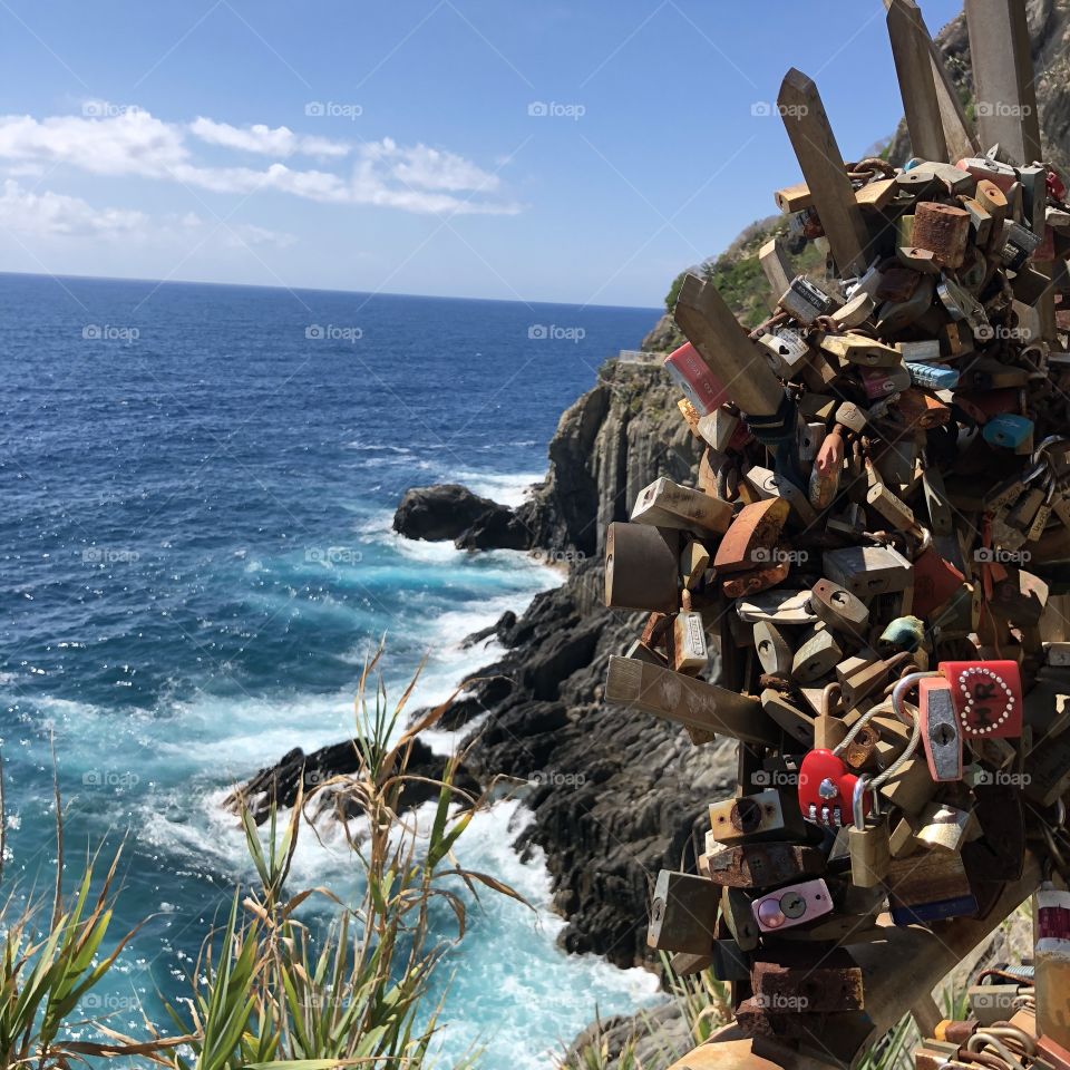 Love locks on coastal towns