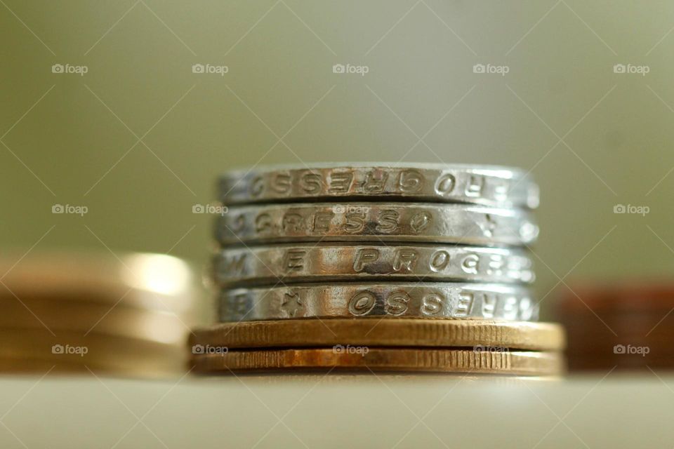 close-up of a pile of coins