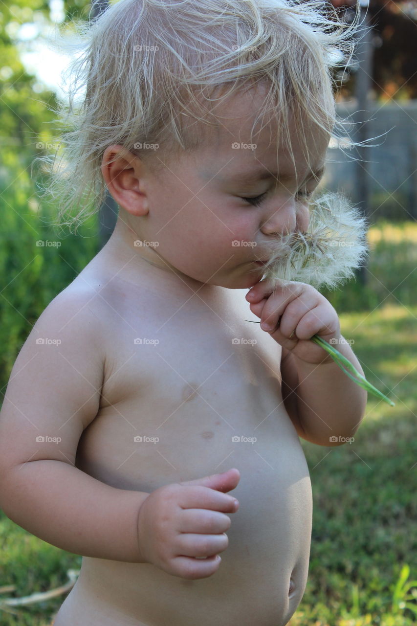 I got this. Trying to blow the petals of the dandelion