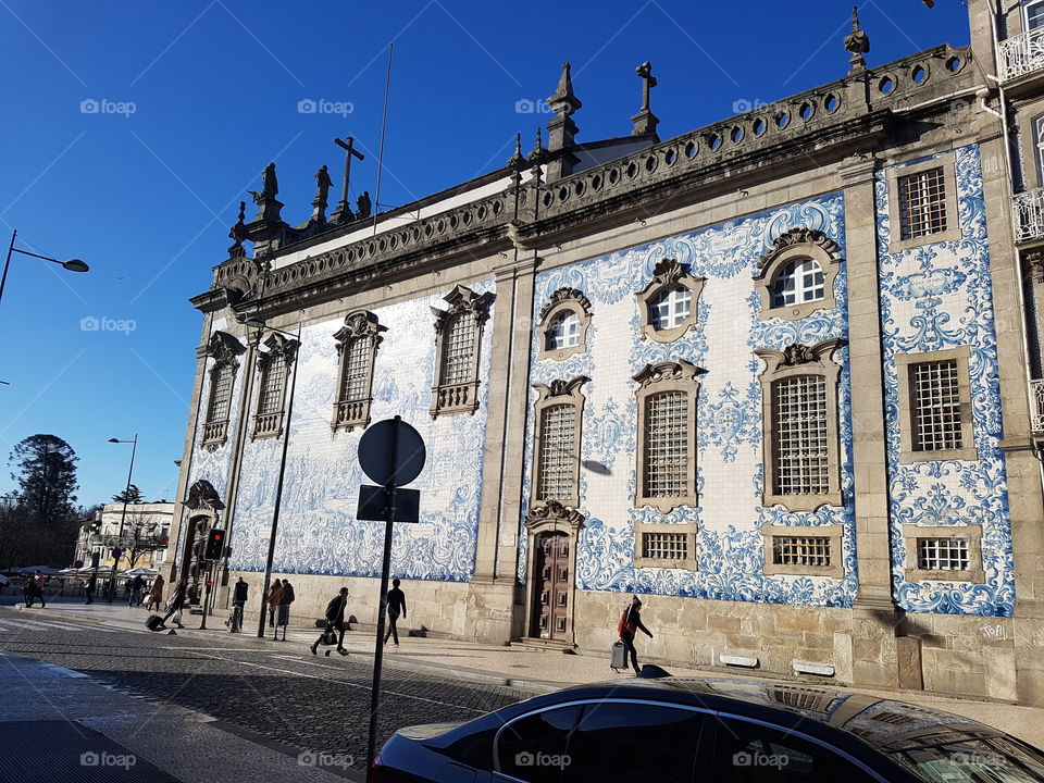 Blue tiles in Porto, Portugal