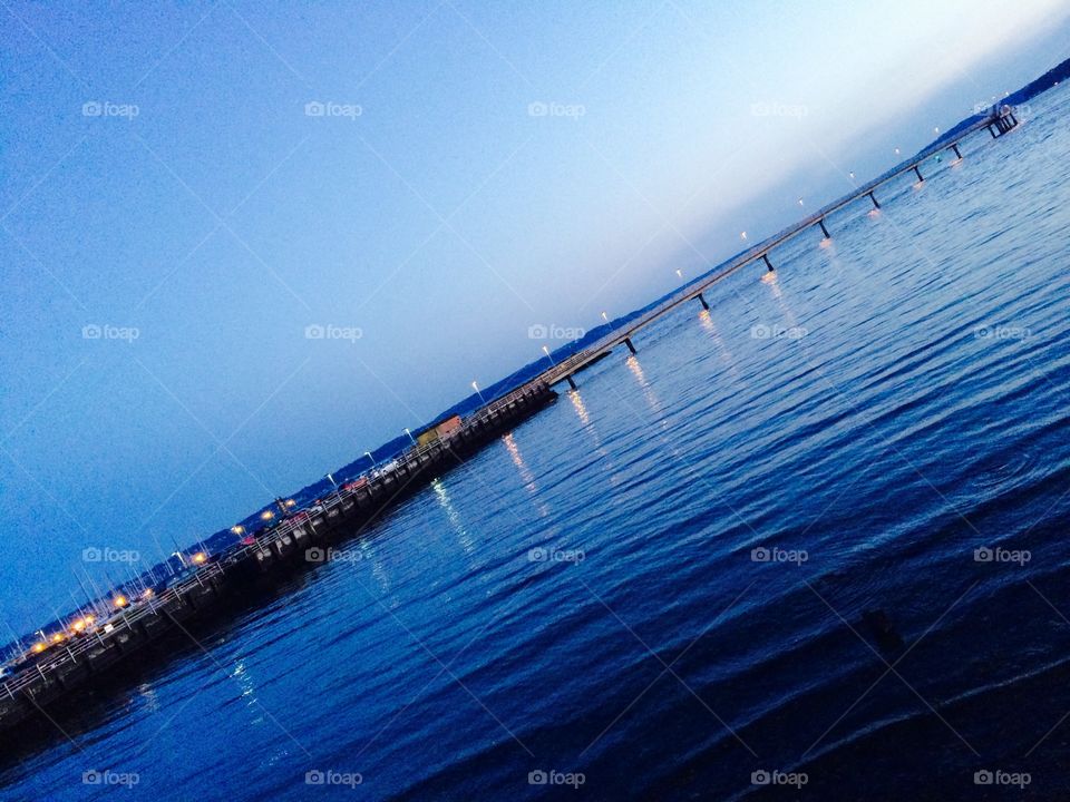 Bridge On Water. At a park and a walking bridge into the water. 