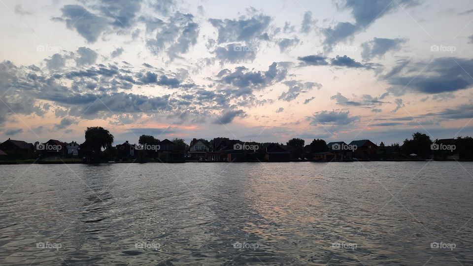 Summer sunset on the Dniester river