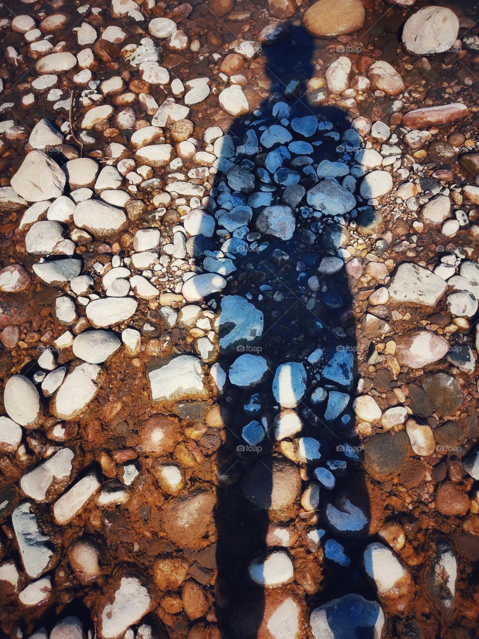 Fill the moment. Stones in the water.make my shadow