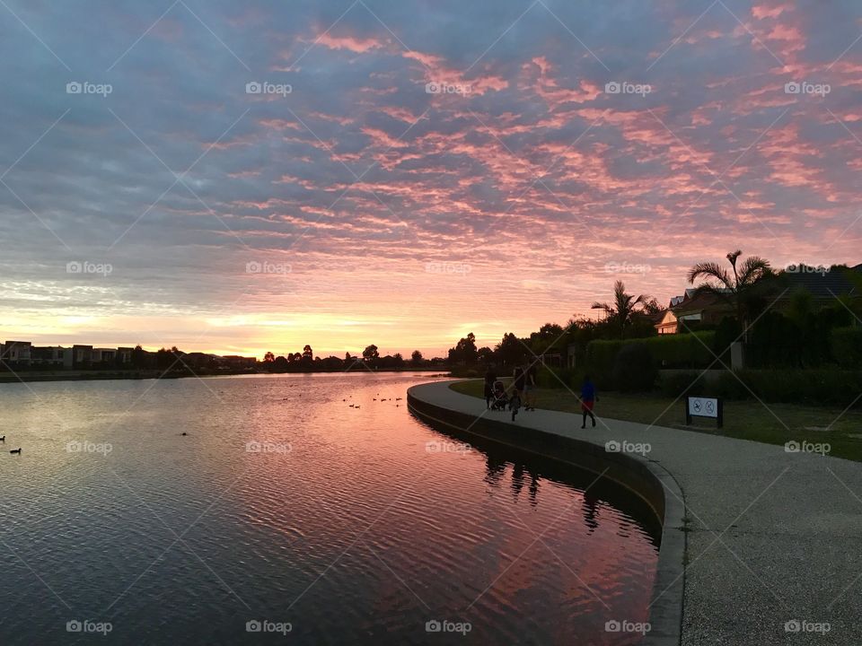 Beautiful pink sunset tonight around the lake
