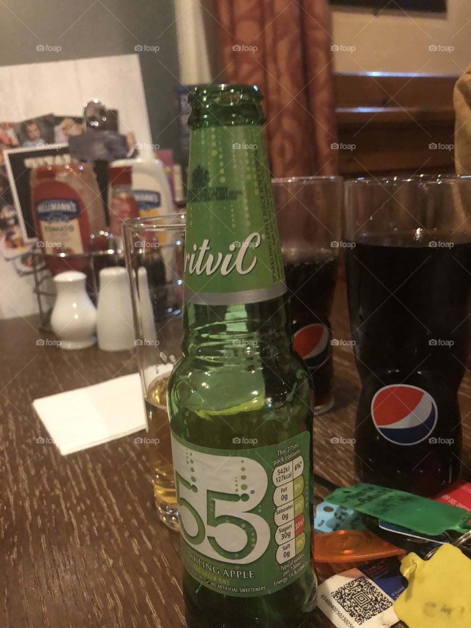 Refreshments Apple juice and Pepsi