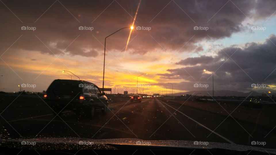 Road, Transportation System, Street, Sunset, Light