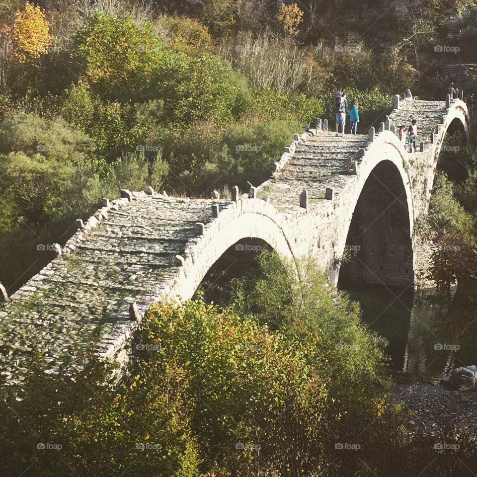 Old stone bridge in Zagori region, Greece.
