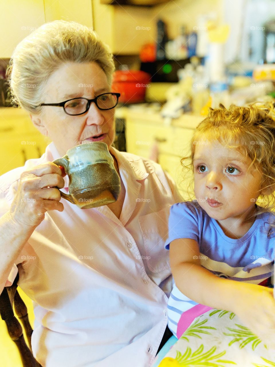 time with Grandma and coffee