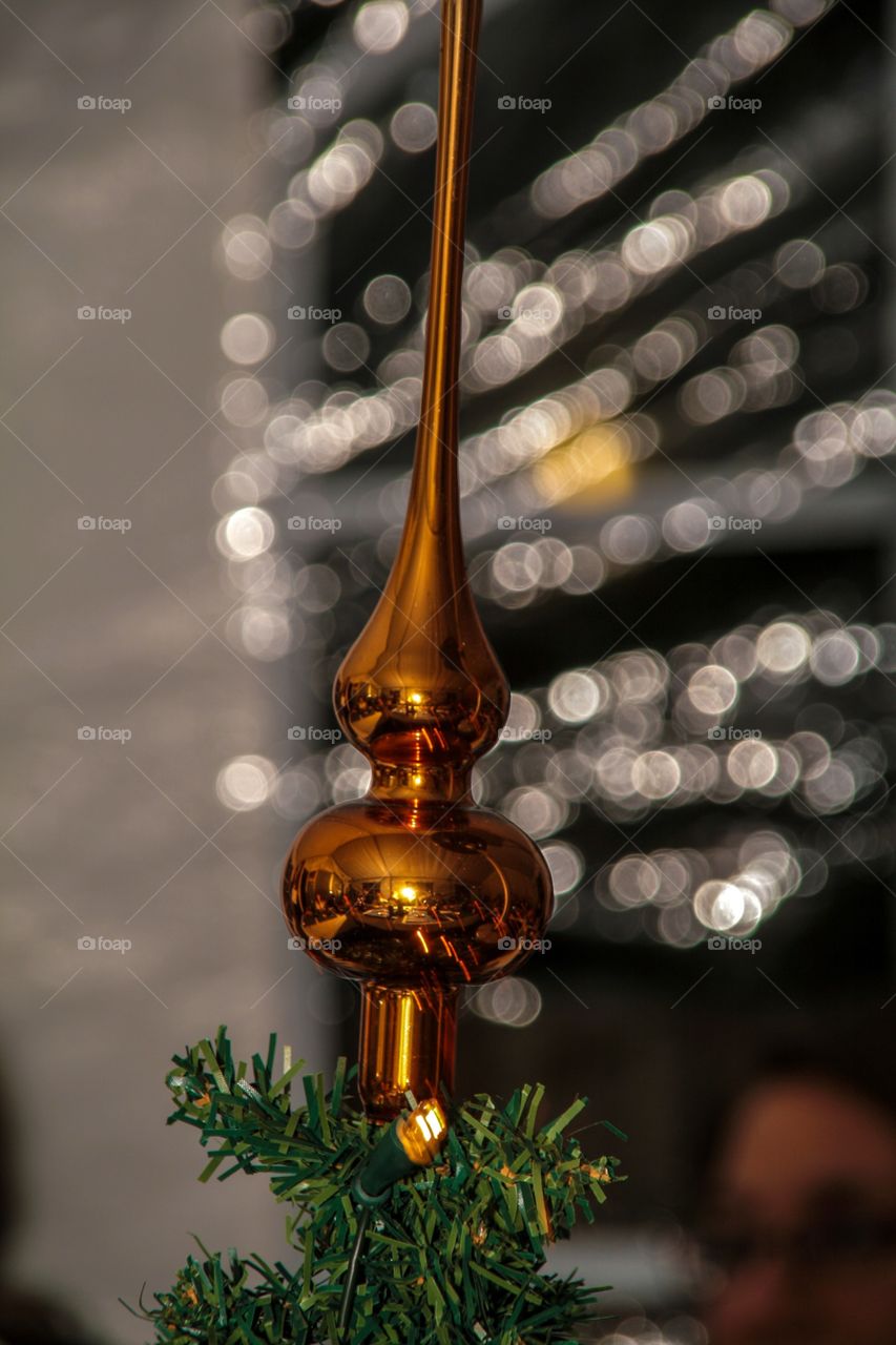 The golden pinnacle on the Christmas tree