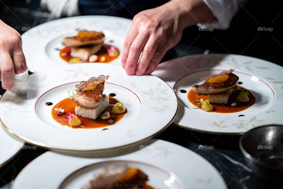 foie gras top on bread by chef