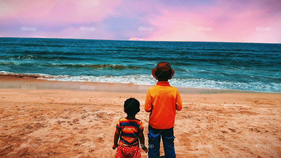 enjoying weekend with little brother in Beach