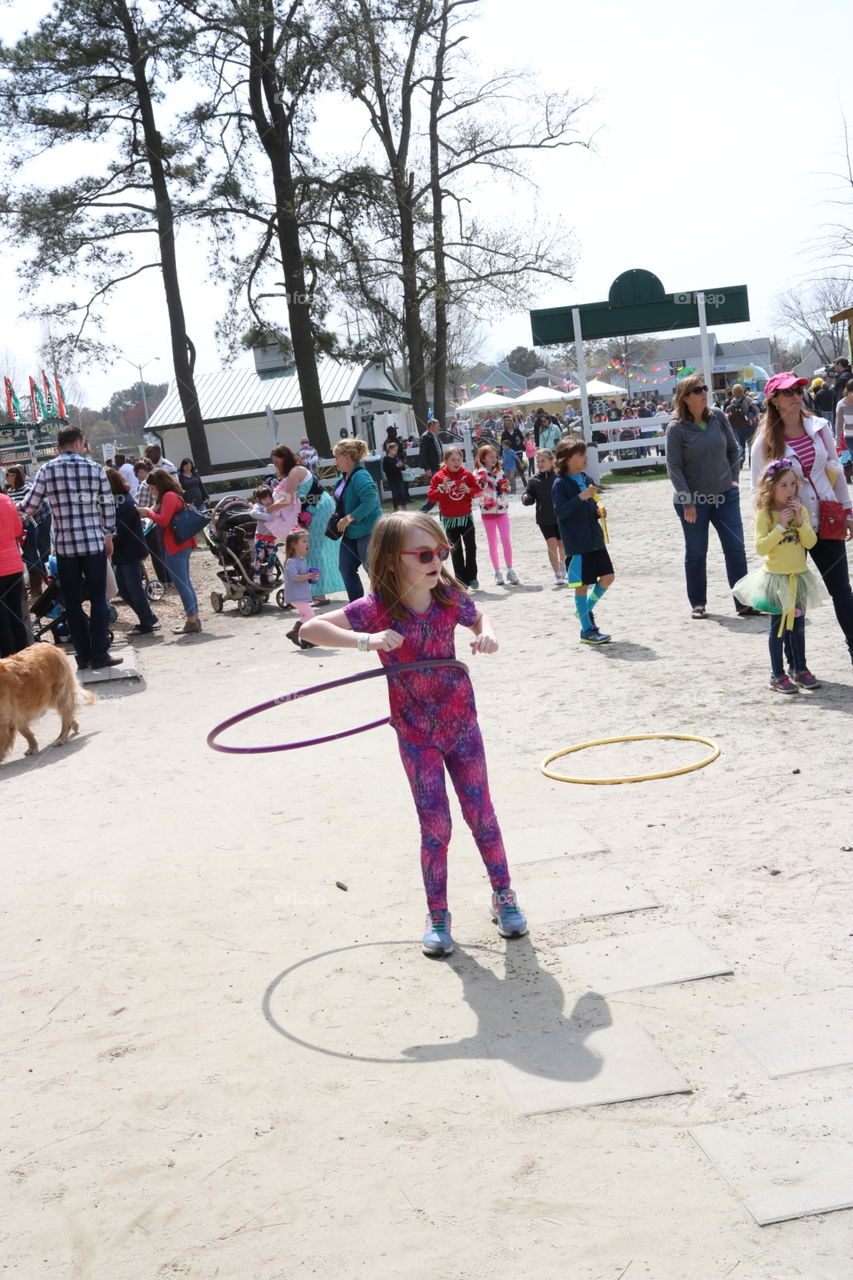 Little girl hula hooping