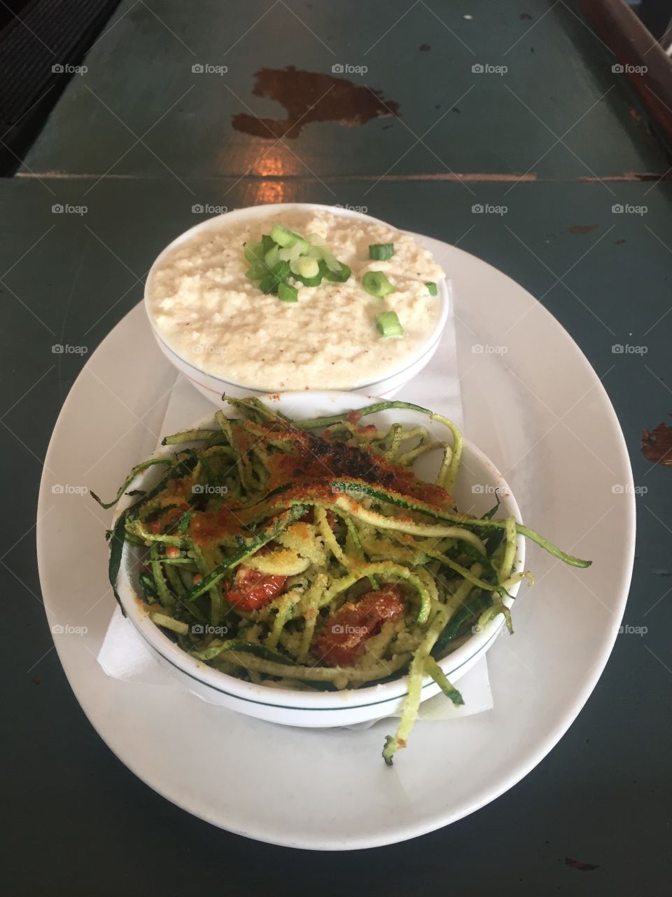 Spaghettini Squash and mashed cauliflower 