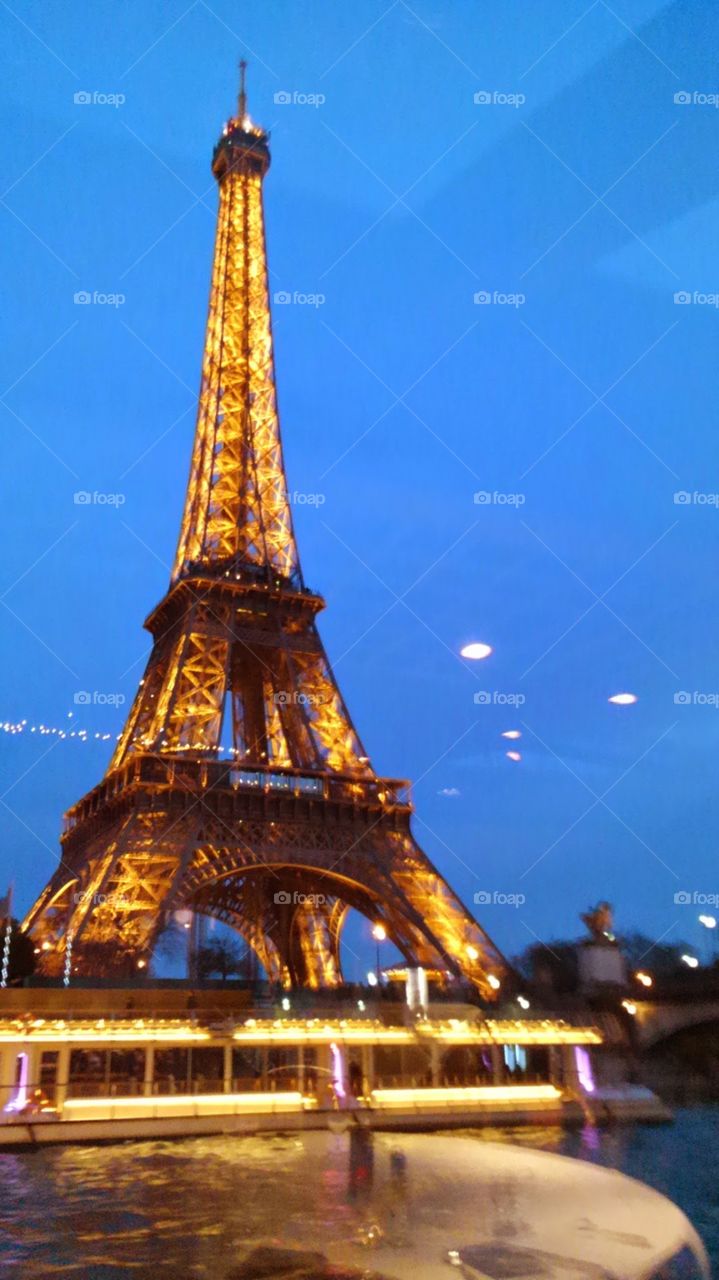 Eiffel tower and dinner. paris