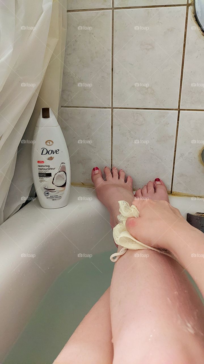 a bath with Dove