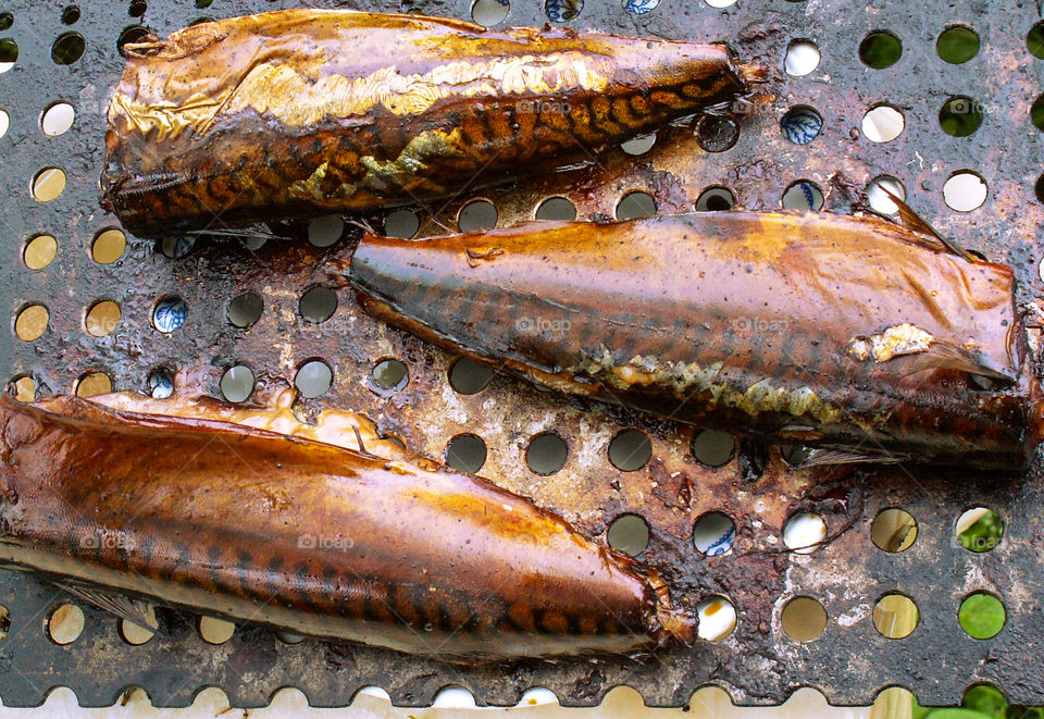 Fried fish on the grill