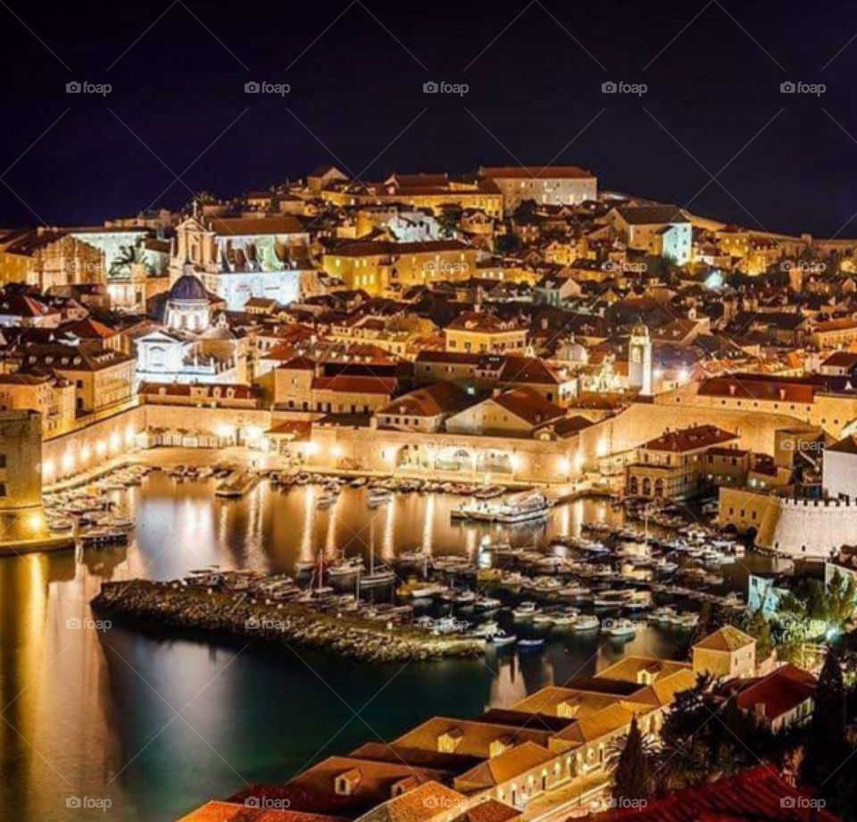 Dubrovnik city from Croatia night