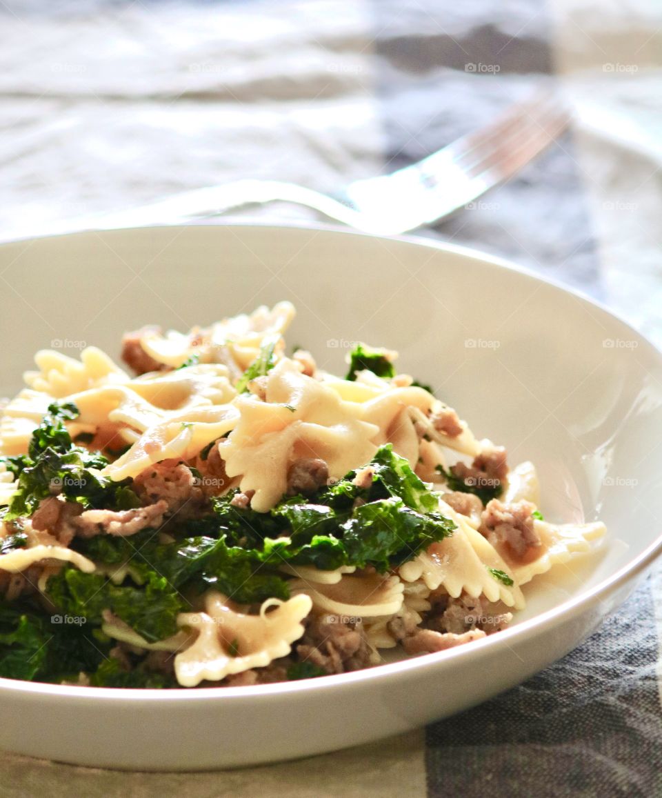 Kale and Sausage pasta salad 