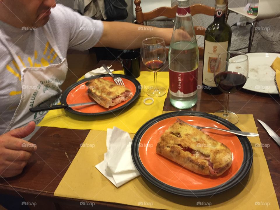 Focaccia at italian restaurant pizzeria