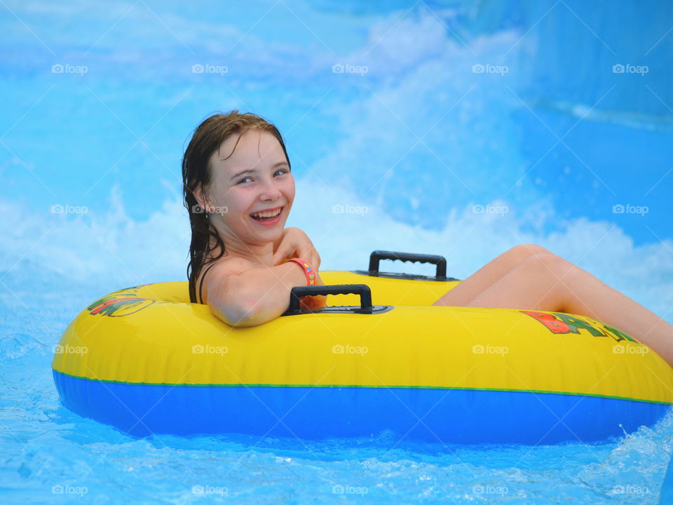 Girl in a water slide