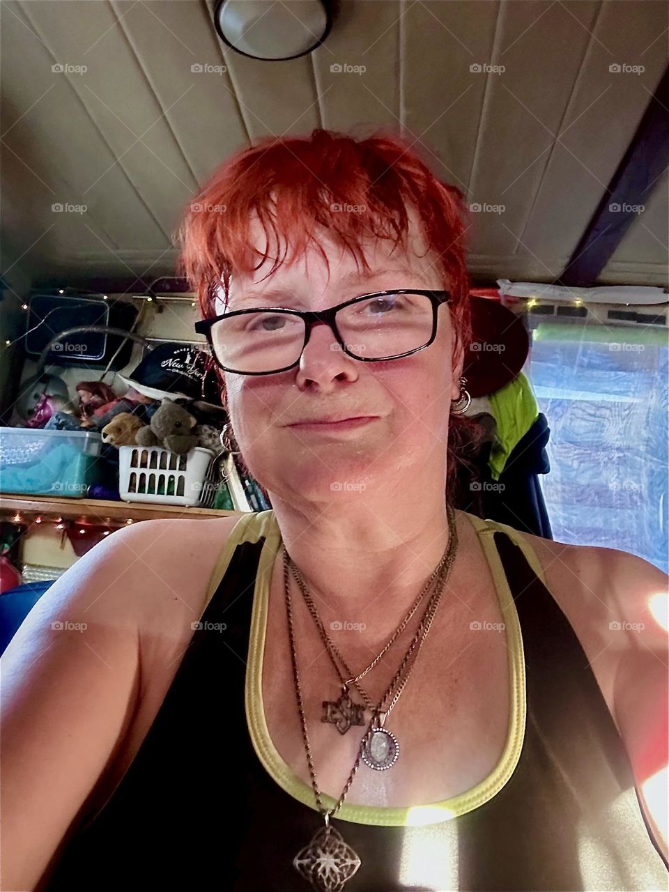 This is me, “Petra Schiller” a.k.a. “Maxine Firefox” aboard “Salvation”, the “28 ft 1969 Luhrs” cabin cruiser at “Newtown Creek” in LIC, Queens that I and partner “Timothy Trespas” call home. Don’t call late for dinner !!! 2024. Hypnotic Productions