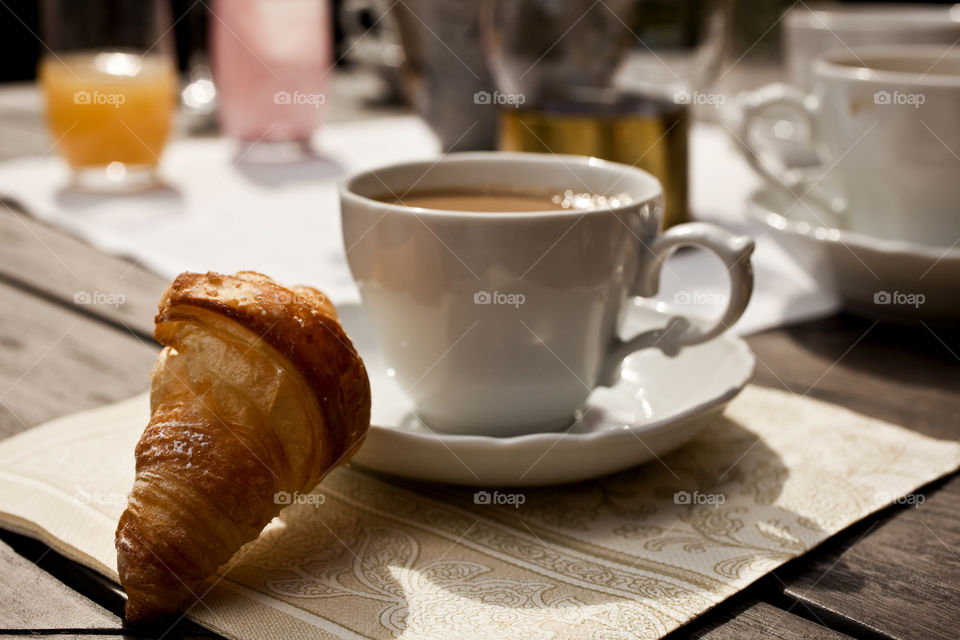 Coffee, Cup, Breakfast, Dawn, Croissant