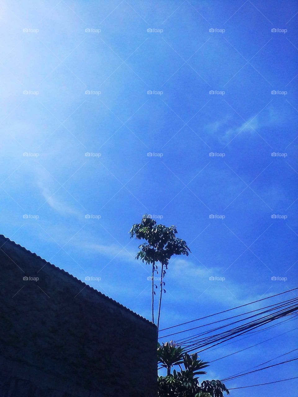the skyblue sky light over the city of Jakarta