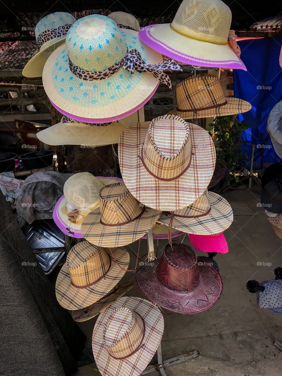 Hats in market, Thailand 