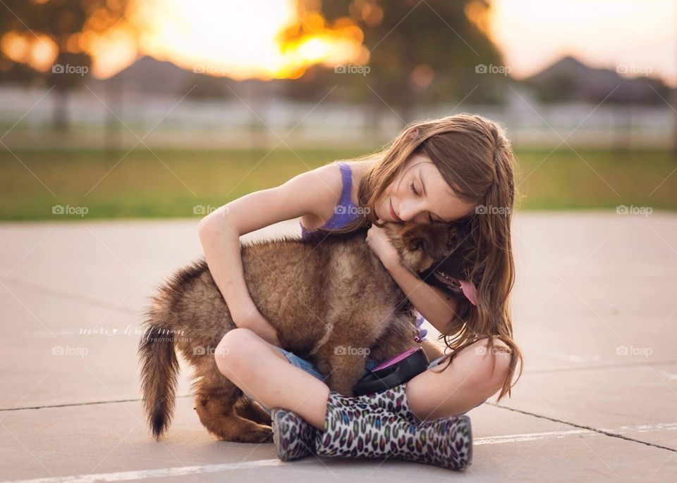 girl and her dog