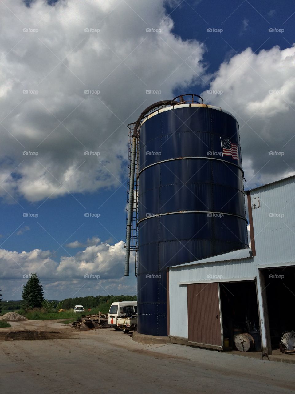 Dairy farm tower. Day in the life of a farmer 
