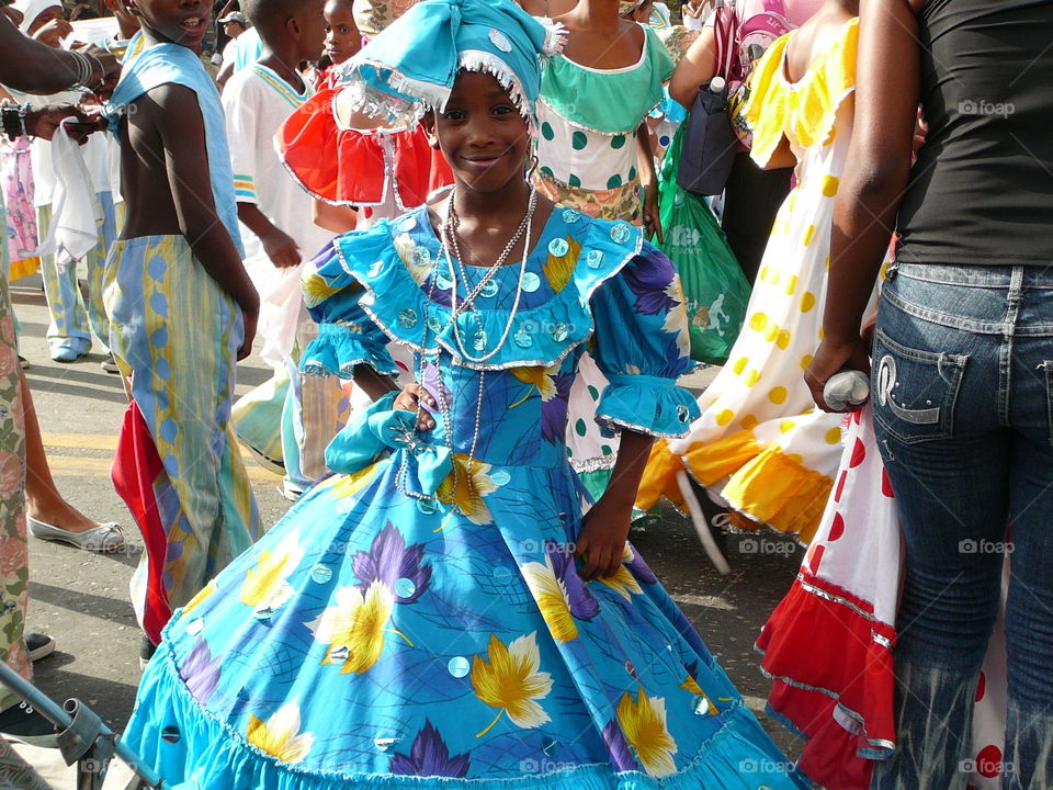 Portrait of an African girl in blue dress