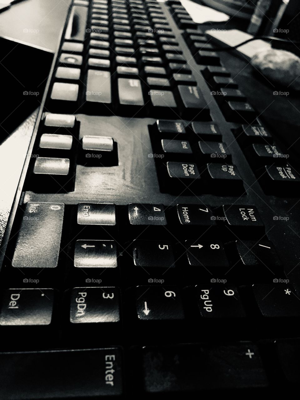 Keys on a typing keyboard 