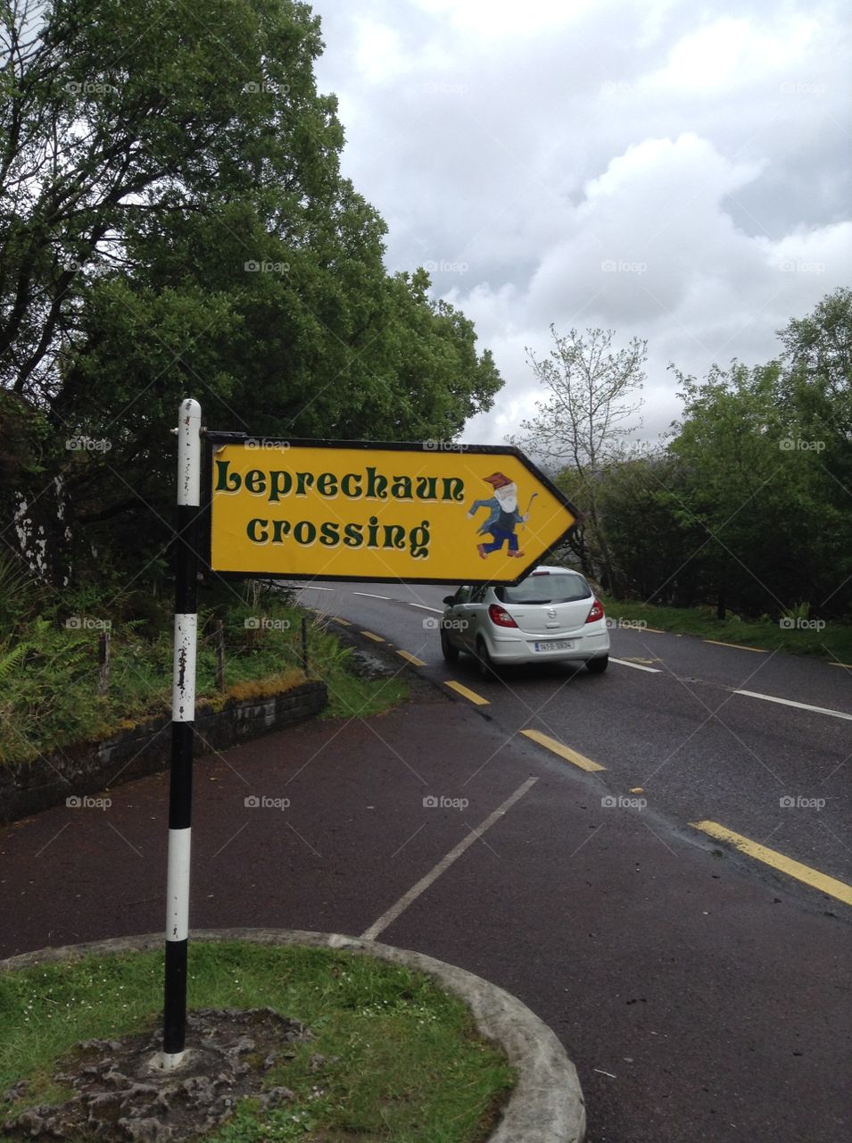 Leprechaun crossing on the Ring of Kerry in Ireland 