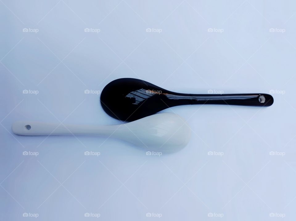 Black and white spoons