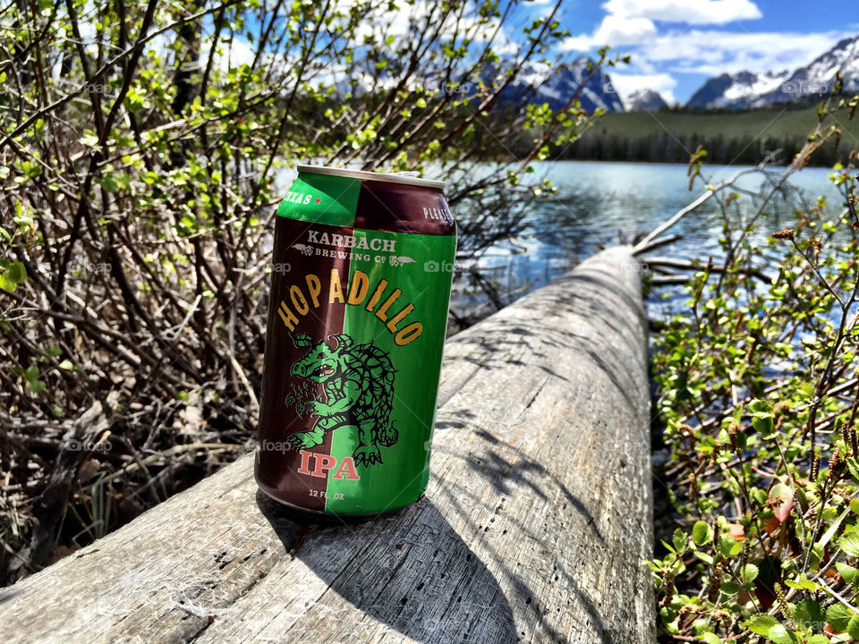 Beverage at Little Redfish Lake
