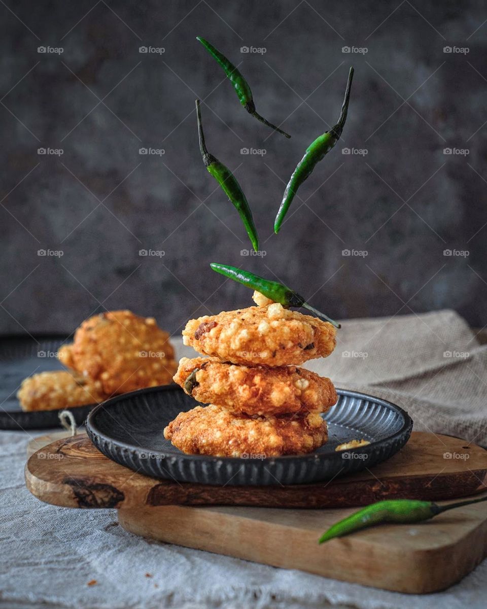 Sabudana wada Indian snacks levitation.