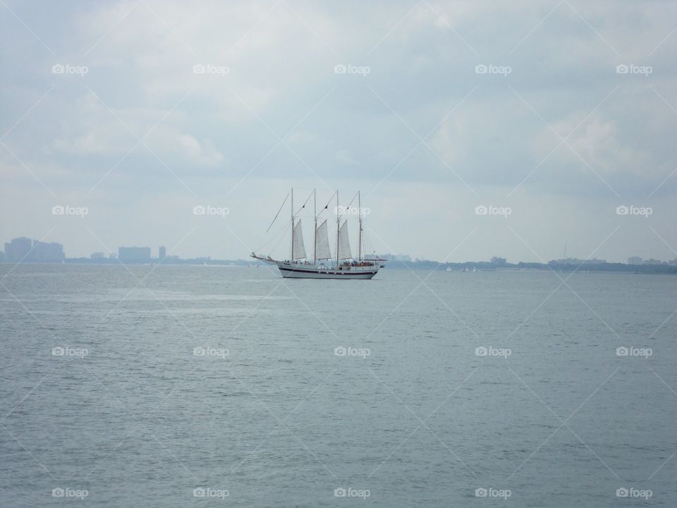 Lone sailboat. Photo taken in Chicago