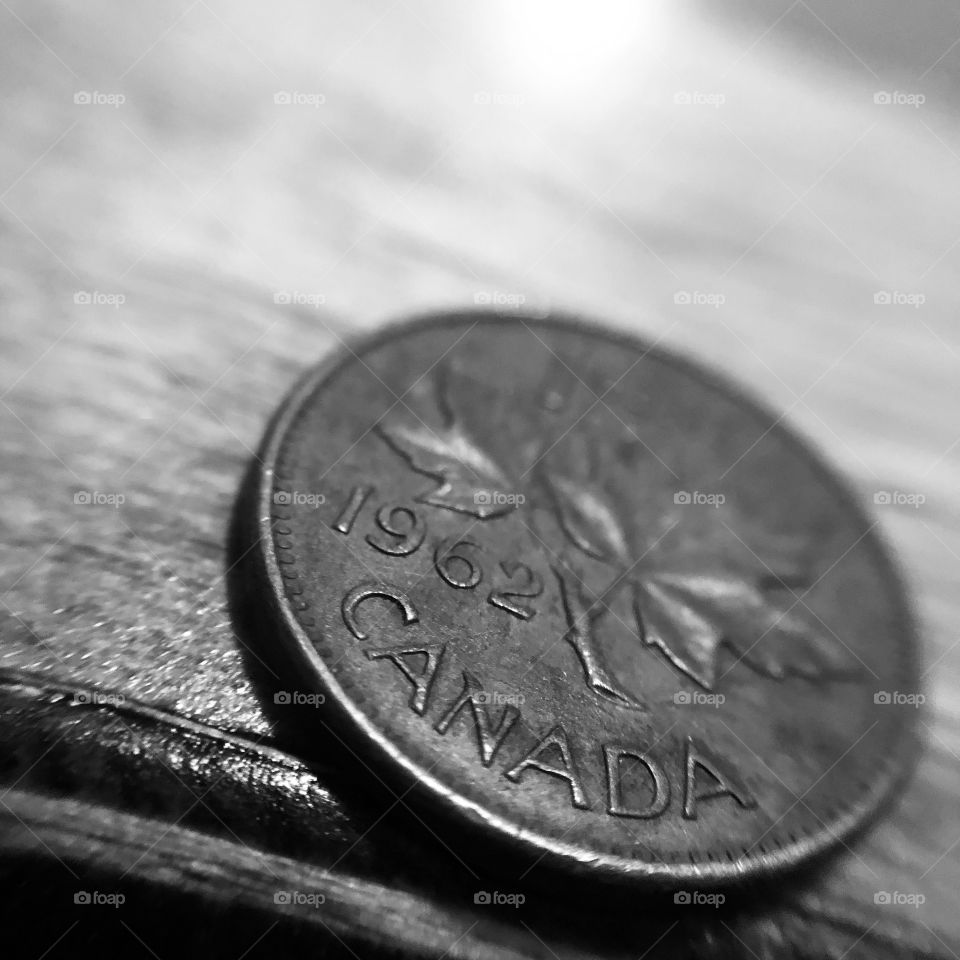 1962 Canadian penny black and white 