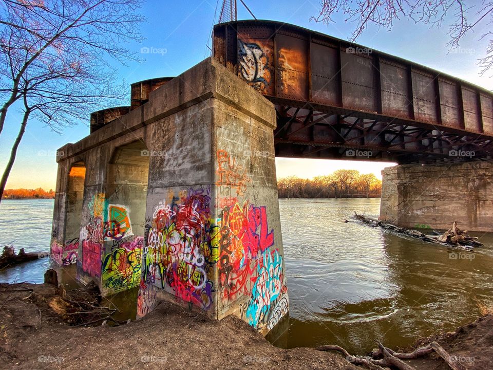 Graffiti on an old train bridge 