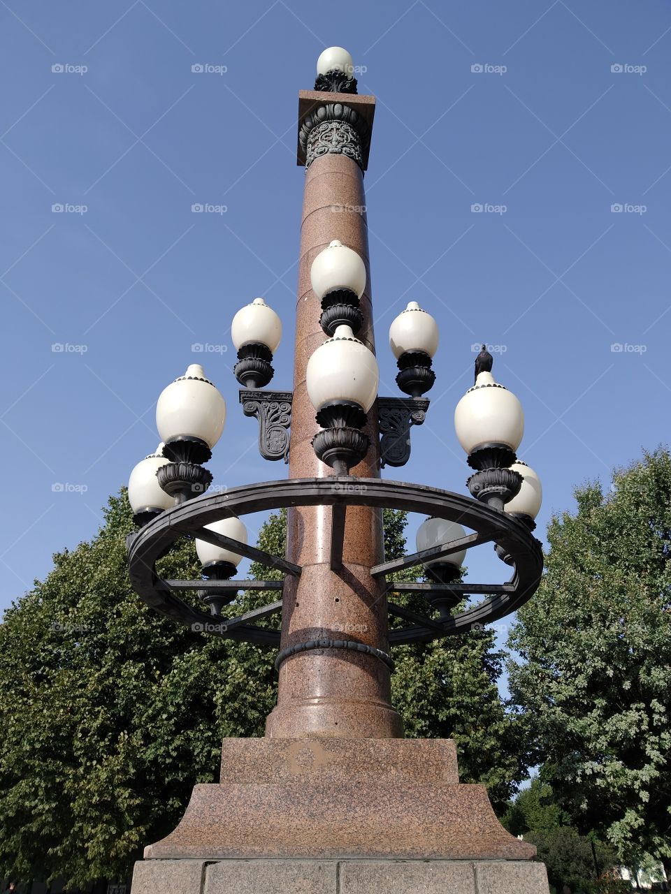 Unusual shaped lantern against the blue sky.