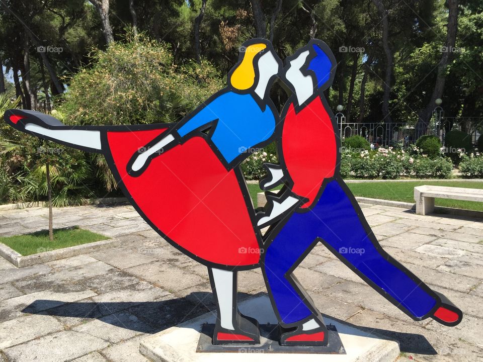 Lovers neon monument, San Benedetto del Tronto, Italy