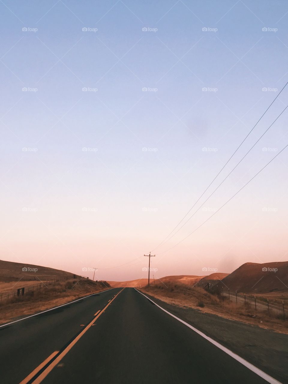 Sunset view on a road trip.