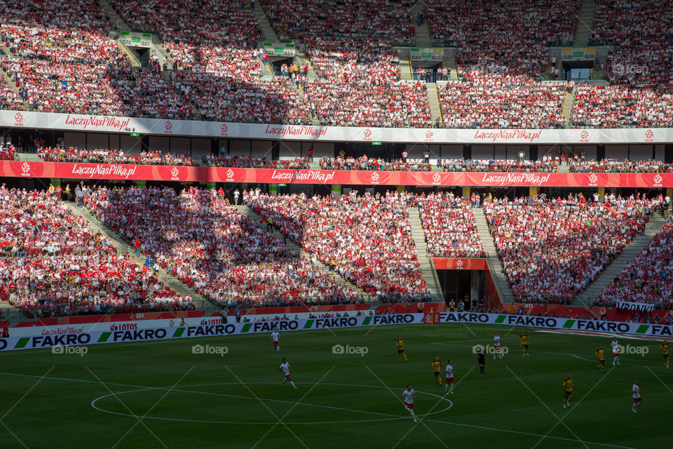 soccer fans at Polish National stadium