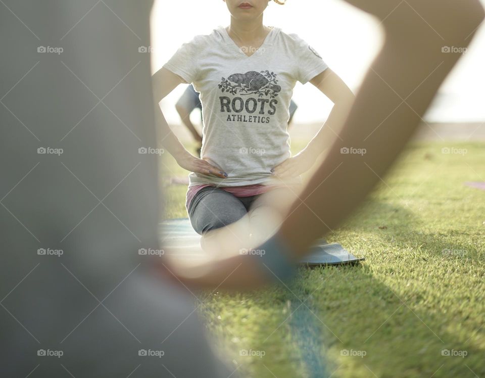 Yoga and meditation practice in the morning 