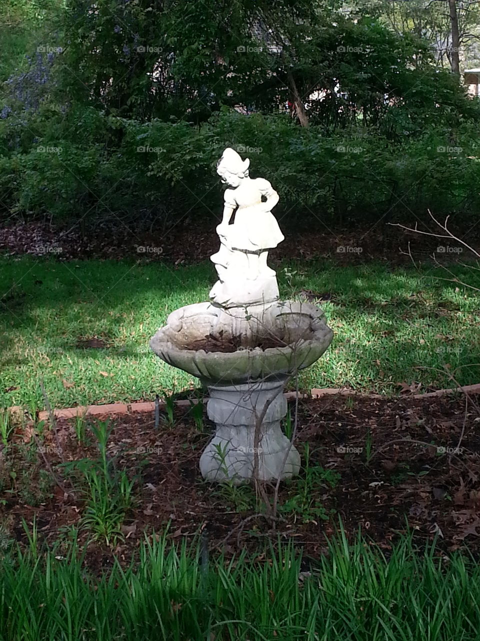 Sunlight  Shines on Fountain Girl